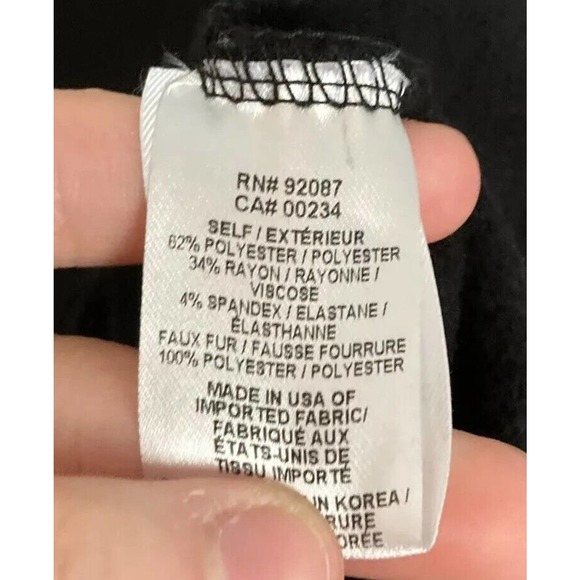 Saks Fifth Avenue Sweater‎ Womens Sz S Black Knit Gray Faux Fur Collar Pullover - Picture 5 of 8